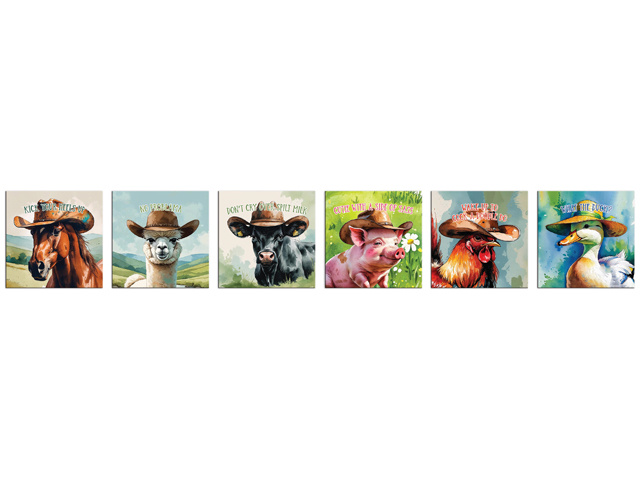 8X8CM FARMYARD WITH WORDING MAGNET 6ASST SOLD QTY 12