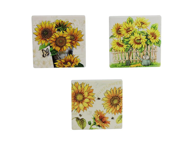 7.5CM SUNFLOWER MAGNET 3ASST UN12