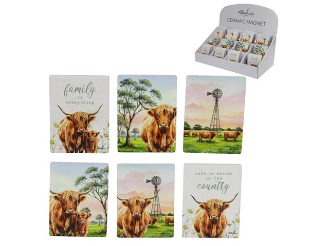 HIGHLAND COW MAGNET PACK 8ASST UN48