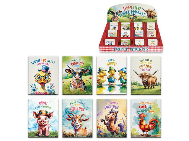 8X8CM FUNNY FARM MAGNET PACK UN48