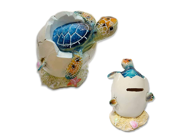 RESIN TURTLE EGG MONEY BANK 6.5X8.5CM