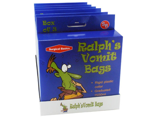 VOMIT BAG PLASTIC WITH RING 3PK UN6