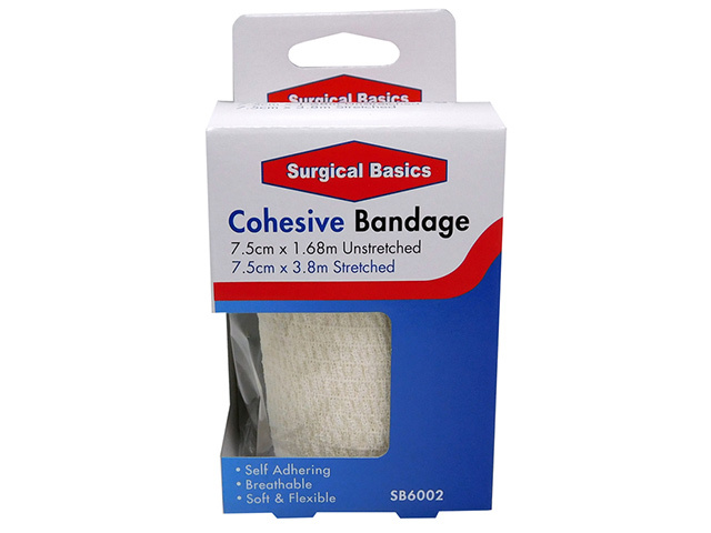 COHESIVE BANDAGE WHITE 7.5CM X1.68M UN6