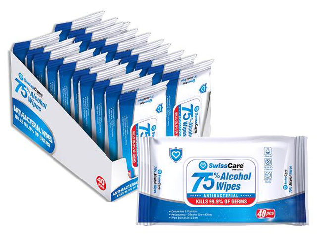 SC 75% ALCOHOL WIPES 40PK UN12