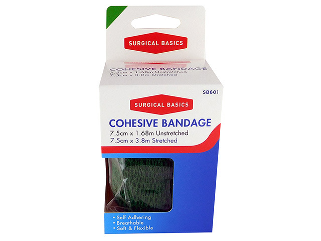 COHESIVE BANDAGE GREEN 7.5CM X 1.68M UN6