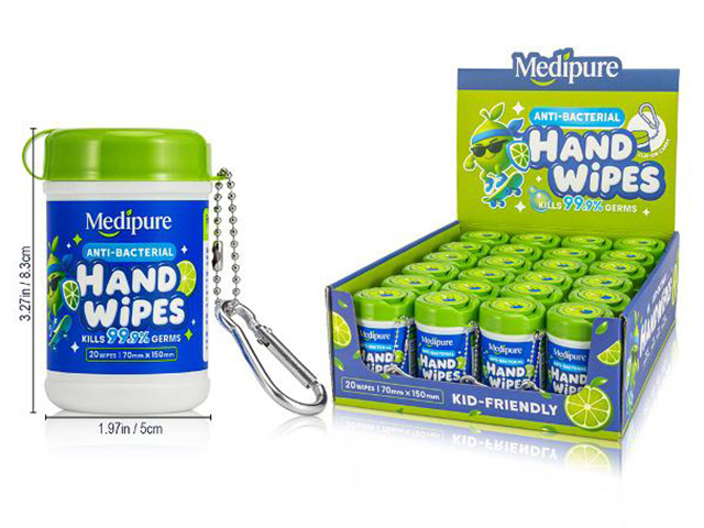 MEDIPURE ANTIBACTERIAL HAND WIPES 20PK UN24