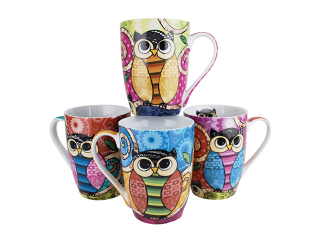 CURLY OWLS MUG 4 ASST