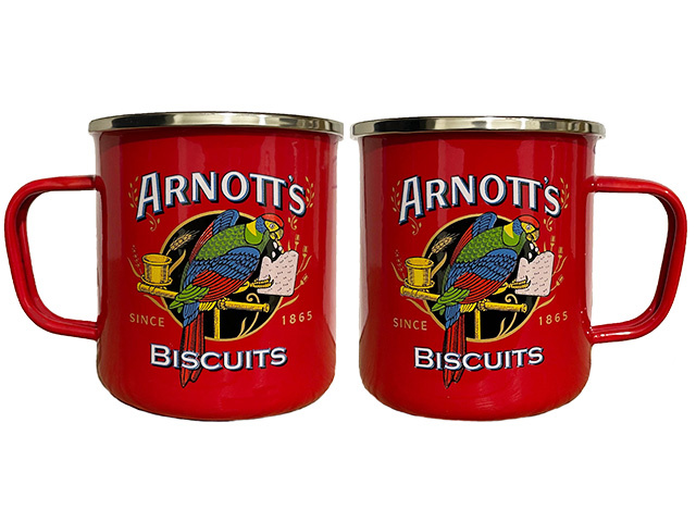ARNOTTS ENAMEL MUGS SET 2 GIFTBOXED