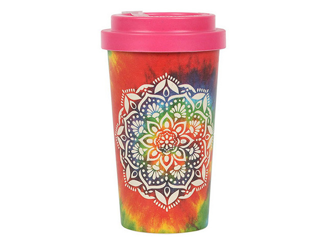 15CM TIE DYE MANDALA BAMBOO MUG W/SLEEVE