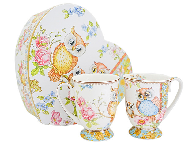 OWL MUG 2PC 280CC MUG SET HEART