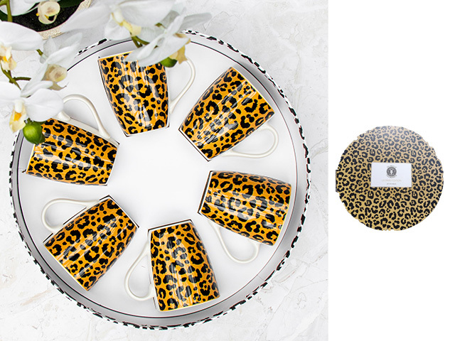 LEOPARD EDITION HONEY GOLD MUG SET OF 6
