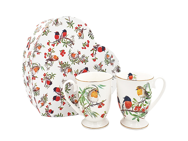 RED BREASTED ROBIN 2PC 280CC MUG