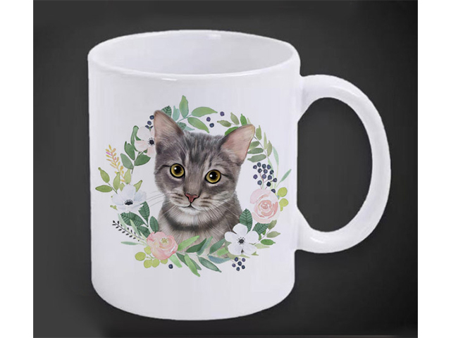 MUG CAT GREY