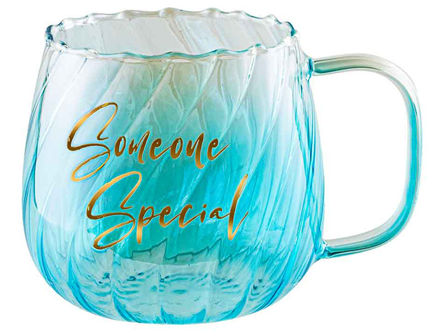 SOMEONE SPECIAL BLUE GLASS MUG 670ML