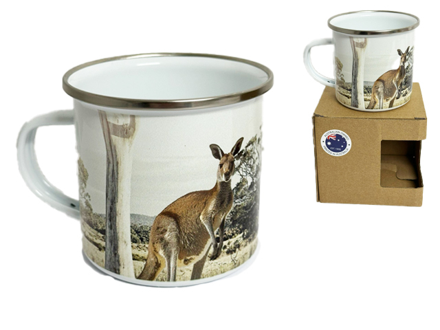 8X7.8CM ENAMEL MUG WITH KANGAROO