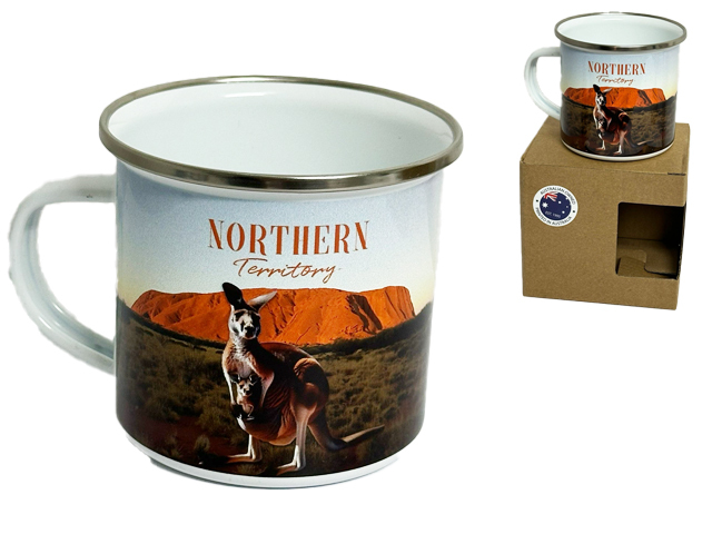 8X7.8CM ENAMEL MUG WITH KANGAROO NT