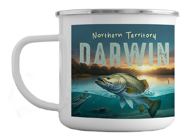 8X7.8CM ENAMEL MUG WITH DARWIN NT