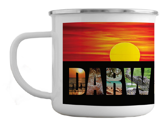 8X7.8CM ENAMEL MUG WITH DARWIN SUNSET