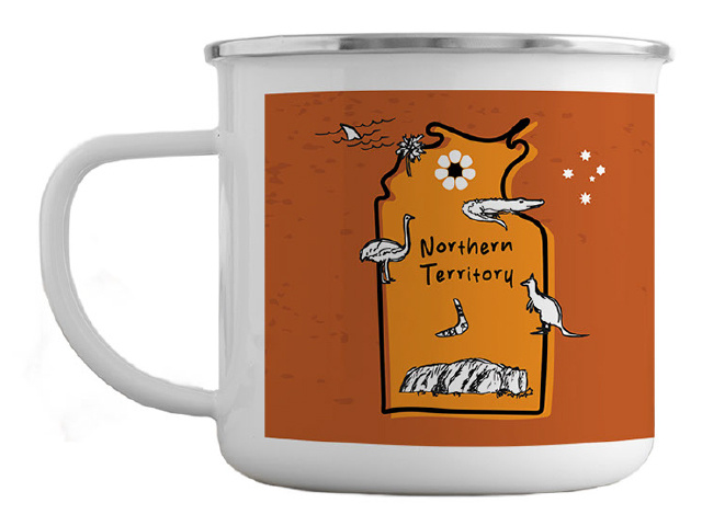 8X7.8CM ENAMEL MUG WITH NT MAP