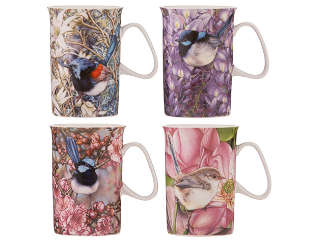 PRETTY LITTLE WREN MUG 4ASST