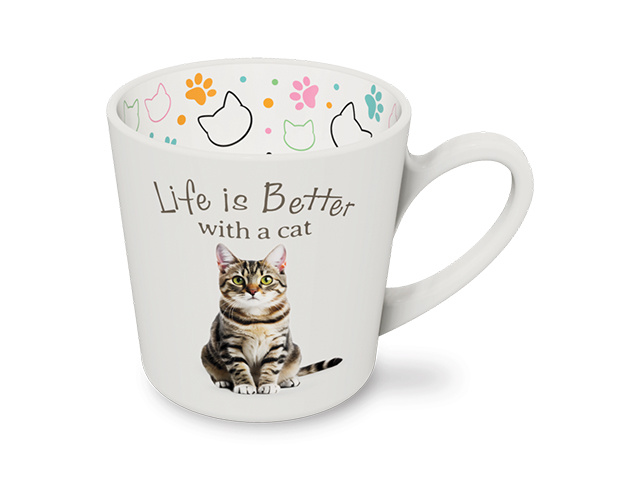 TABBY CAT MUG 10CM 420ML SOLD QTY2