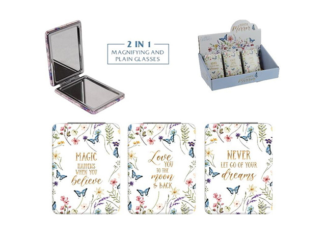 6X8.5CM BLUE BUTTERFLY MIRROR 3ASST UN12