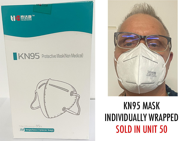 KN95 MASK WHITE INDIVIDUALLY WRAPPED SOLD QTY 50