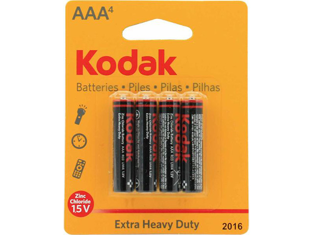 KODAK AAA EXTRA HEAVY DUTY BATTERY 4PK SOLD IN QTY 12
