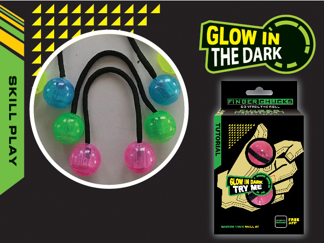 FINGER CHUCKS GLOW IN DARK 4ASST