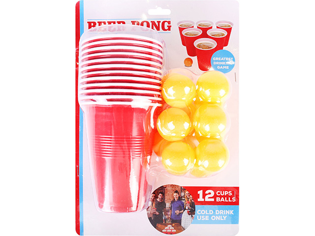BEER PONG 12 CUPS 12 BALLS