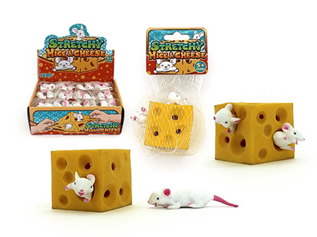 STRETCHY CHEESE BLOCK W/ 2 MICE UN12