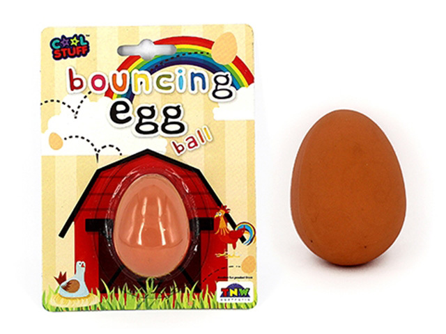 BOUNCING EGG BALL ON CARD SOLD QTY24