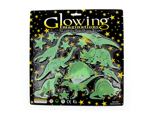 GLOW IN THE DARK DINO STARS 14PC