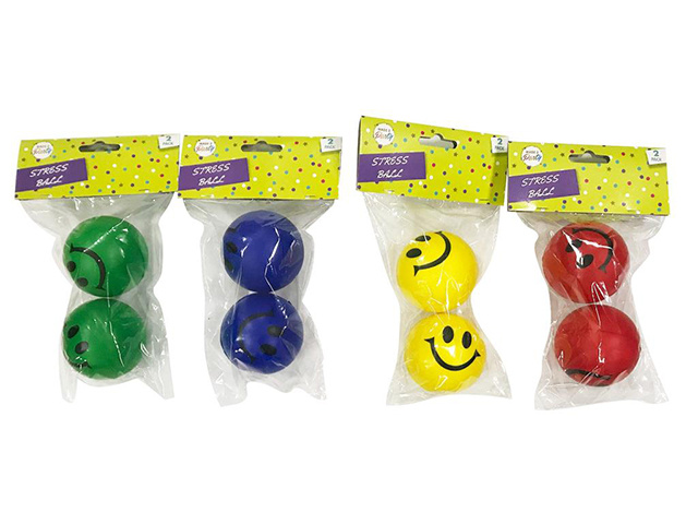 SMILEY FACE STRESS BALL 2PK