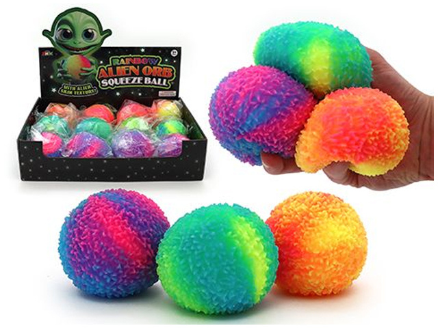 SQUEEZE RAINBOW ALIEN BALL 80MM UN12