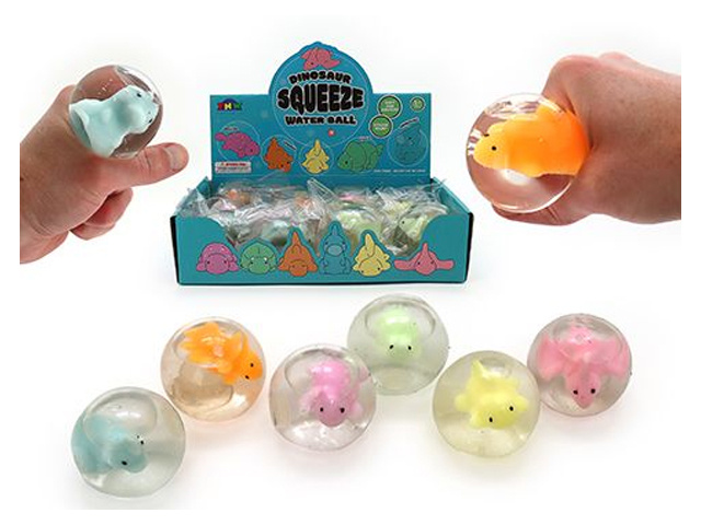 WATER SPLAT BALL W/DINOSAUR 6ASST 6CM UN12
