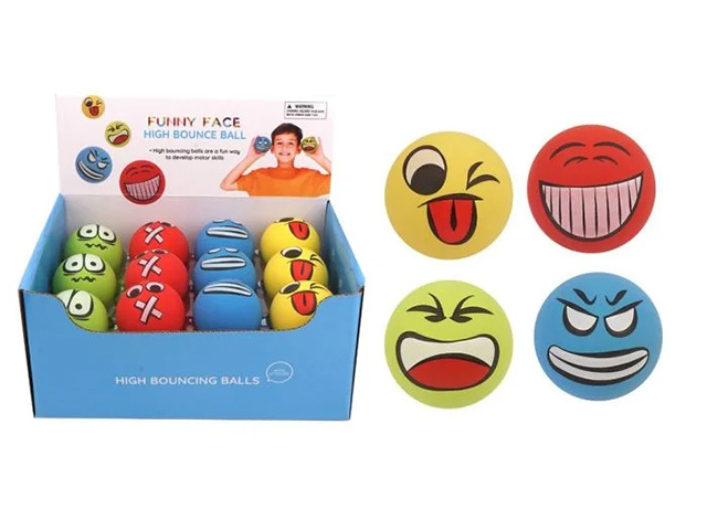 FUNNY FACE BOUNCE BALL 4ASST UN24