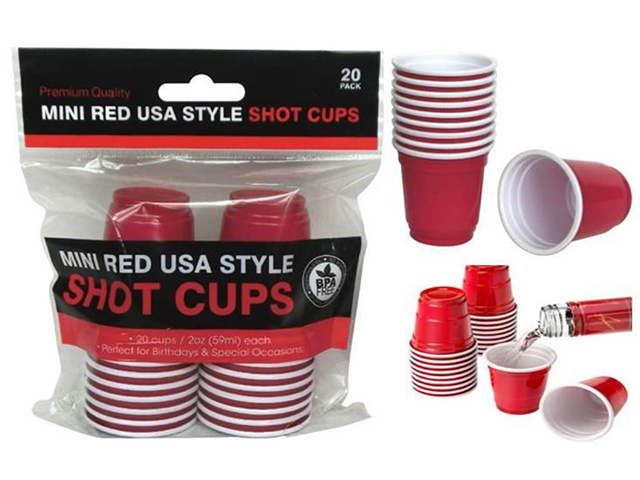 MINI RED USA STYLE DISOSABLE SHOT CUP 2OZ 20PK