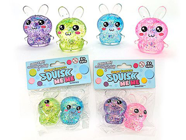 SQUEEZE SUGAR BUNNY 2PK 2ASST 6.6CM SOLD QTY 12