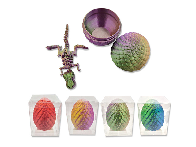 COLOURFUL DRAGON 13CM IN EGG 9CM SOLD QTY6