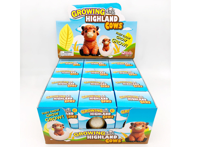 HIGHLAND COW GROWING EGG 11CM UN12
