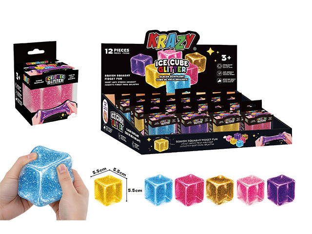 KRAZY SQUISHY CUBE GLITTER UN12