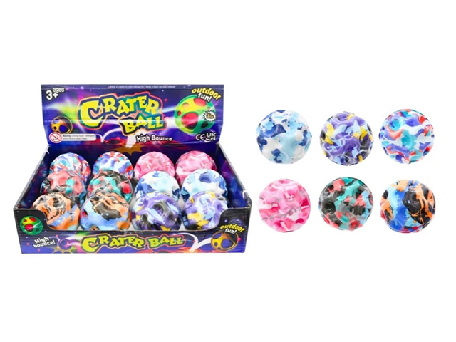 HIGH BOUNCE CRATER BALL 7CM 6ASST UN12