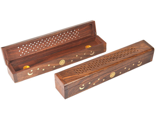 30CM STAR/MOON INCENSE BOX HOLDER QTY 4