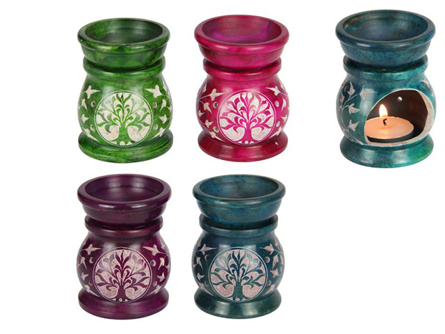 SOAPSTONE OIL BURNER TOL 8CM 4ASST