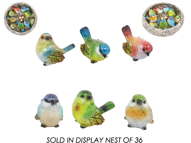 5CM MARBLE BIRDS IN DISPLAY NEST36
