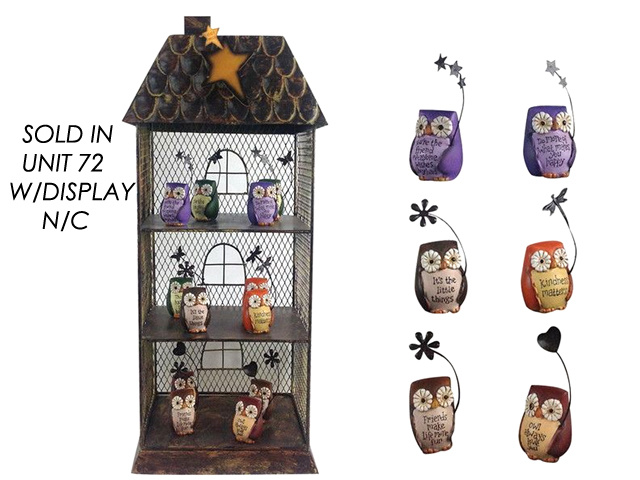 9CM MINI OWLS W/WORDG&amp;DISPLAY UN72