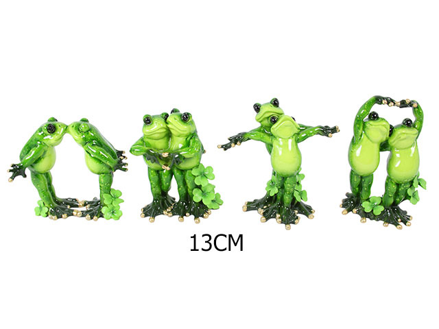 13CM MARBLE LOOK FROG LOVERS 4ASST