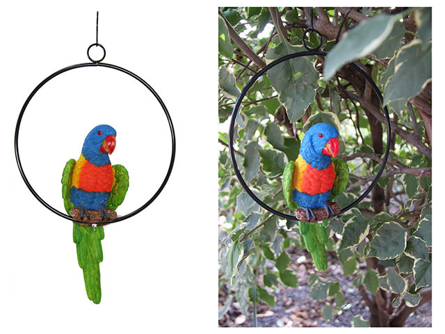 20CM REALISTIC PARROT IN RING SOLD QTY4