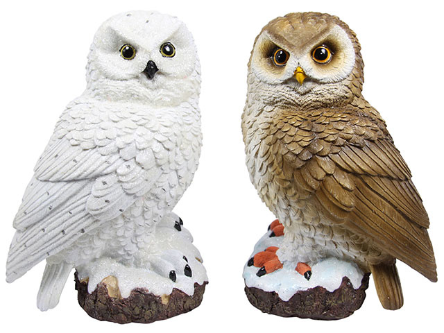 26CM REALISTIC OWL ON BASE 2ASST